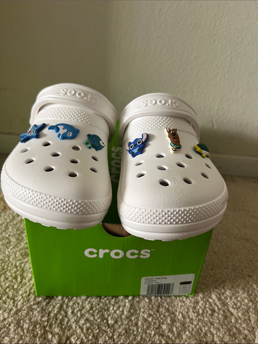 Crocs Kids' Classic Clog - White with Character Jibbitz